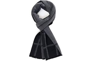 TAMOUKOC Men's Winter Warm Scarf Premium Cashmere Feel, Luxuriously Soft Long Plaid Pattern