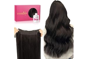 WENNALIFE Wire Hair Extensions (Increase 50% Lifespan) Real Human Hair 18 inch 95g Dark Brown Remy Invisible Transparent Wire Fish LineStraight Real Hair Extensions