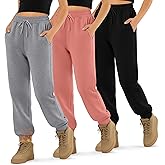 LessonZoo 3 Pack Girls' Sweatpants Active Fleece Soft Athletic Jogger Pants for Kids Youth with Pockets Drawstring