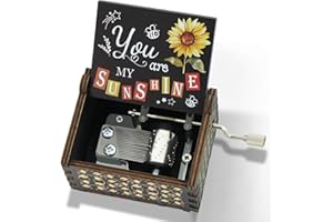 AKREHYULL You are My Sunshine Music Box Cute Hand Crank Vintage Wood Engraved Music Boxes, Musical Gifts for Wife Mother Boyfriend Girlfriend Friend Birthday Christmas Anniversary Valentine's Day Mothers' Day