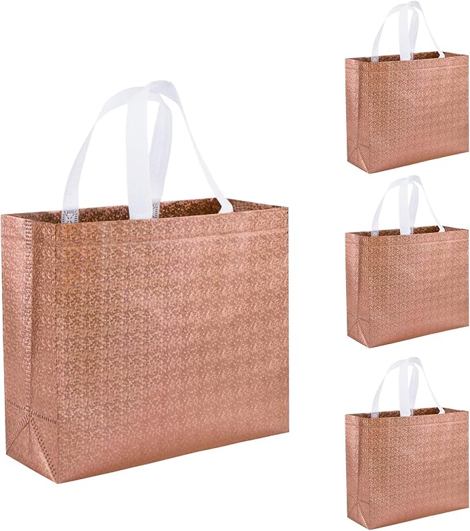 Download Amazon.com: Set of 12 Glossy Reusable Grocery Shopping Bags Stylish Tote Bags with Handle, Non ...