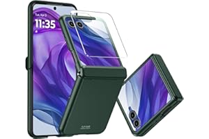 C CENMASO CENMASO for Motorola Razr Plus 2024 Case, Razr + 2024 Case with Hinge Protection & Built-in Screen Protector, Slim Full-Body Rugged Anti-Scratch Shockproof Cover Case for Moto Razr + 2024-Green
