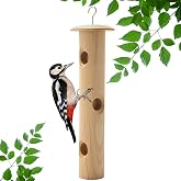Chengu 16 Inch Cedar Log Feeder for Woodpeckers, Outdoor Hanging Suet | Natural Wood Log, Works with Suet Plugs Balls Cakes, Attracts Chickadees, Easy Refill Top Hook, Durable Cedar Construction