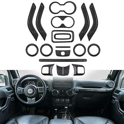 Weifanginspire Fits For Jeep Wrangler 2011 2017 4 Door 18pcs Full Set Interior Decoration Trim Kit Door Handle Cover Inner Center Console Air Outlet