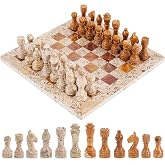 Radicaln Marble Chess Set 12" Luxury Board Game &amp; Chess Sets for Adults | Coral &amp; Dark Brown Marble, Handmade, Natural Marble Veining, Luxury Decor, Elegant Gift, 32 Chess Figures