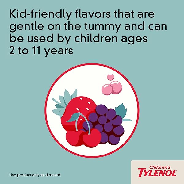 CHILDREN’S TYLENOL LIQUID ORAL SUSPENSION MEDICINE, ACETAMINOPHEN PAIN RELIEVER & FEVER REDUCER FOR COLD + FLU SYMPTOMS & SORE THROAT, ASPIRIN-, IBUPROFEN- & ALCOHOL- FREE, GRAPE, 4 FL. OZ