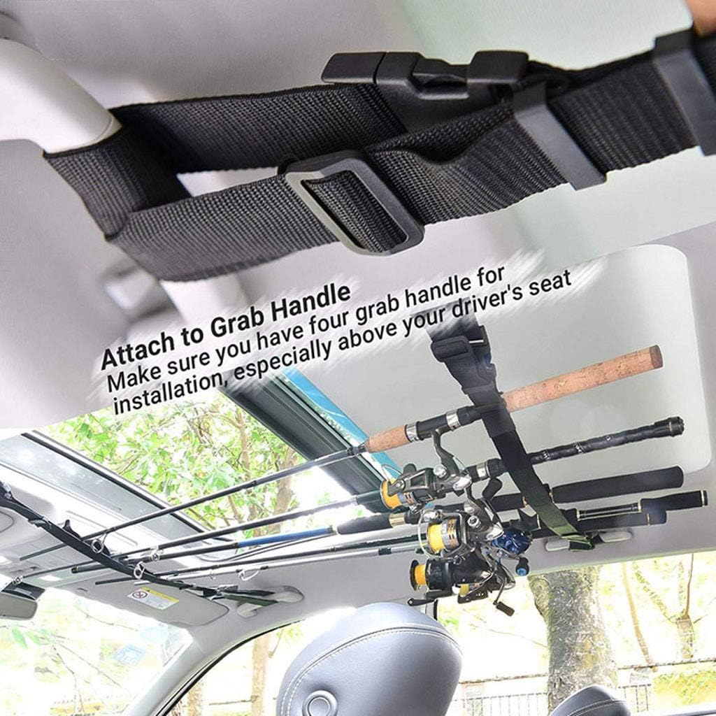 👍 2 PCS Car Fishing Rod Straps Rack Saver - Vehicle Fishing Pole Carrier Stand Holder - in Automotive Top Belt Storage Organization - Hanging Hook Hold Up to 5 Rods Transport
