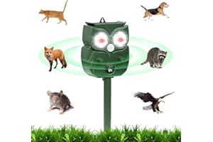 MUYFGUO 2025 Solar Powered Ultrasonic Animal&Bird Repeller, Waterproof Motion Detection with Sentor&LED Flash Light, Outdoor Annoyed Pest Deterrent for Dog, Skunk, Fox, Squirrels, Raccoon, Coyote, Rabbit