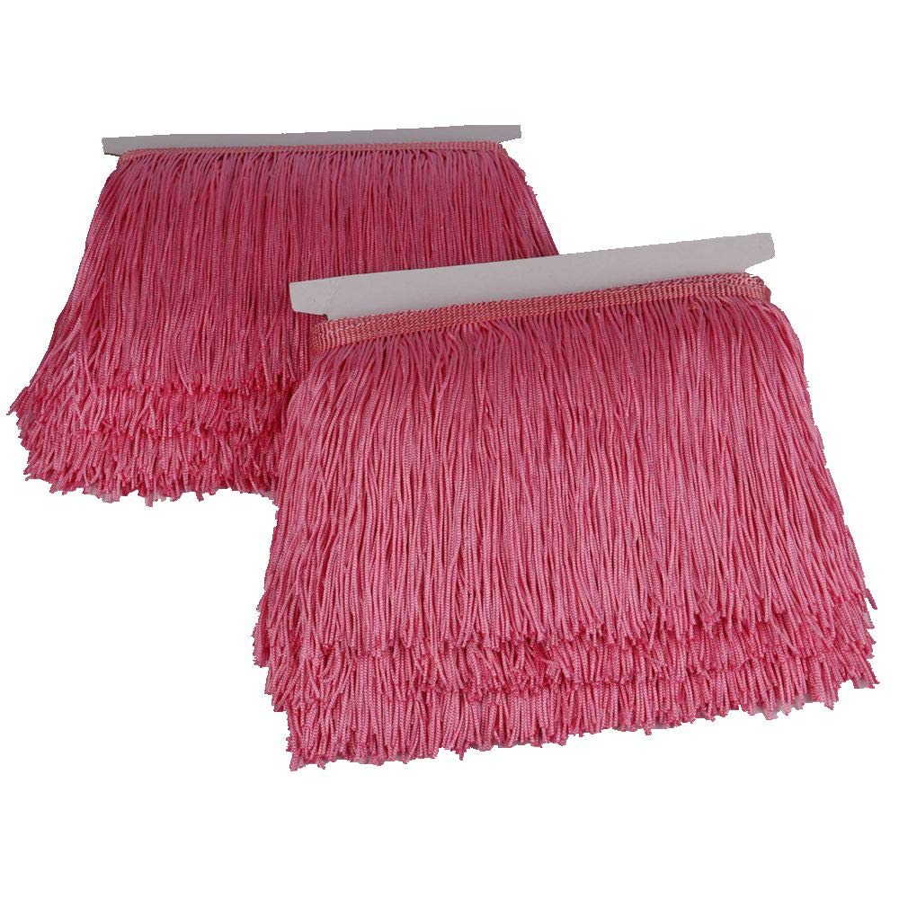 Fringe Trim Lace Polyerter Fibre Tassel 6 inch（″） Wide 10 Yards Long for Clothes Accessories and Latin Wedding Dress and DIY Lamp Shade Decoration Black White Red Gold Blue Pink Grey (Pink)