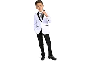 Ferrecci Reno 5-Piece Boys Suit Satin Shawl Collar & One Button Boys Tuxedo Jacket with Dress Pants, Vest, Shirt & Bow Tie