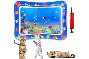 EARFORU Pet Water Sensory Mat, Waterbed for Cats, Pet Water Sensory Play Mat for Cats, Large Water Sensory Play Mat, Fun Active Ocean Themed Mat, Interactive Cat Toy for Indoor Cats (Tropical Fish)