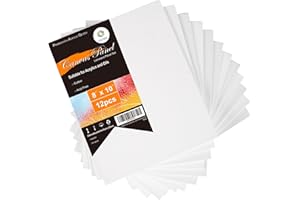 CONDA Canvas Boards for Painting, 8 x 10 inch, 12 Pack, 100% Cotton Canvas Panels, White Blank Canvases, Primed, Acid-Free, A