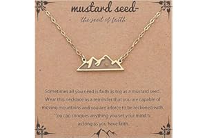 QRH Mustard Seed Necklace - Rectangle, Round, Mountain, Hill Christian Faith Geometric Religious Inspirational Gift With Message Card