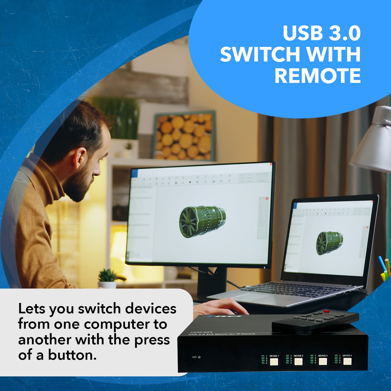 OREI USB 3.0 4x4 Matrix Peripheral Sharing Switch, Share 4 USB Devices with 4 Different Computer Hosts PC, Printer, Scanner, Mouse, Keyboard, Mulitiple Displays Monitor - IP/Remote Control