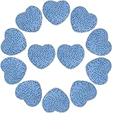 PONABEADIY 1 Box 24Pcs Blue Lava Stone Heart Beads Natural Volcanic Chakra Gemstone Love Shaped Pocket Rock Essential Oil Diffuser Puffy Loose Spacer Bead for Jewelry Making Valentine Diy Craft Supply