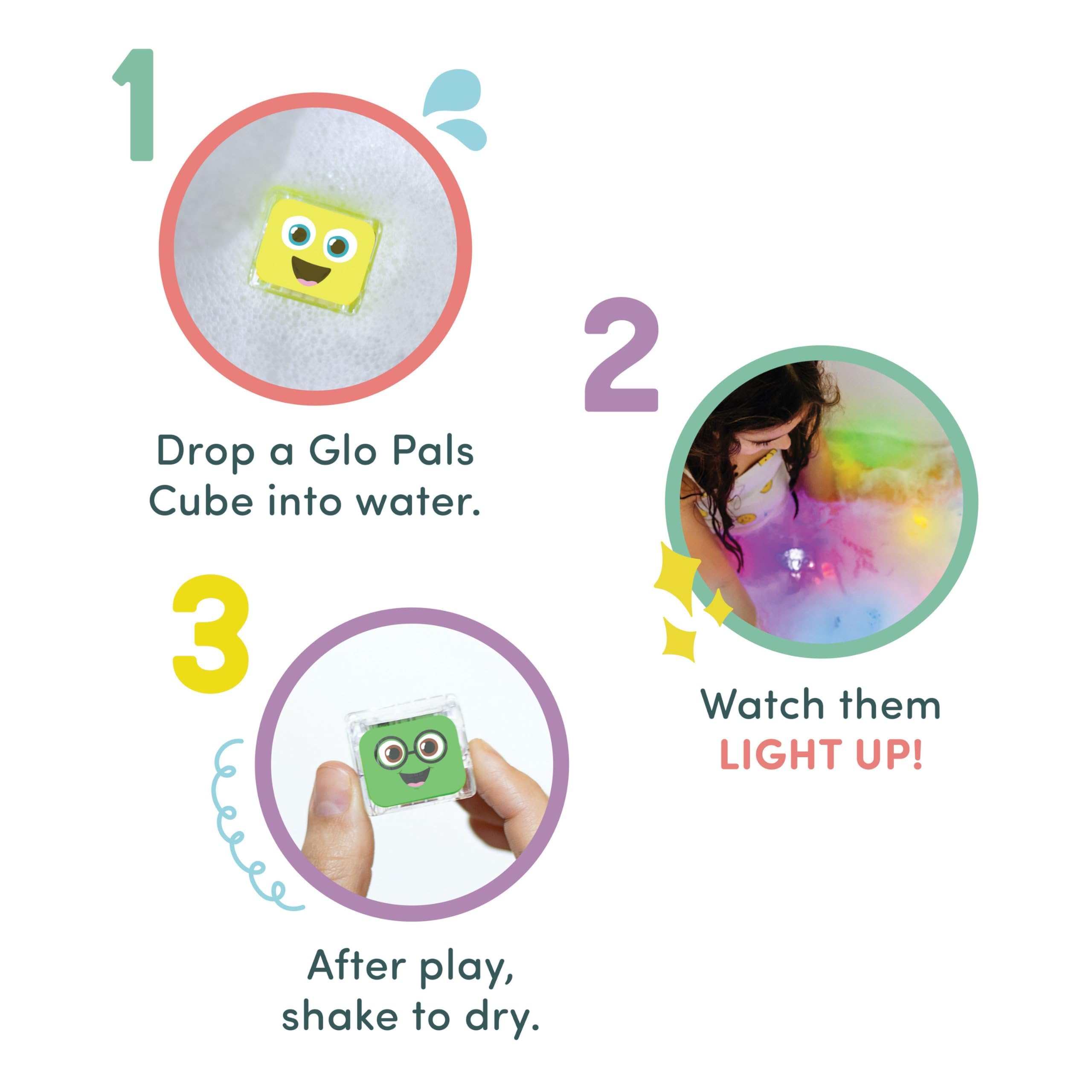 Glo Pals Water-Activated Light-Up Cubes for Sensory Play – 12 Pack