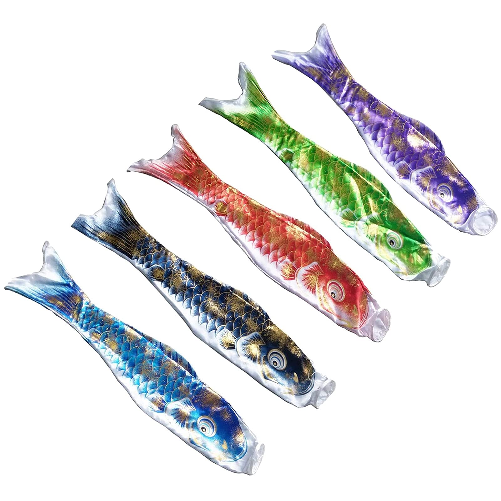 Hsthe Sea 5 pcs Japanese Carp Windsock Colorful Bronzing Streamer Fish Flag Kite Koinobori Hanging Decor for Japanese Sushi Bar Izakaya Room Outdoor Hanging Decoration (60cm,23.6inch)