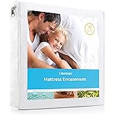 Linenspa Zippered Mattress Encasement - Waterproof & Bed Bug Proof - Premium Noiseless & Absorbent Cover – Queen, White