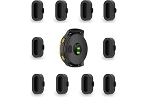 TOKERSE 10 Pack Dust Plug Compatible with Garmin Fenix 8 7 7S 7X 6 6S 6X Pro 5 5S 5X Plus/Vivoactive 3/4/Venu Sq/Forerunner 245/935 Silicone Charger Port Protector Anti Dust Plugs Caps Cover - Black