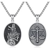 Egyptian Necklace Sterling Silver Anubis/Eye of Horus/ankh Necklace Pendant Ankh Scarab Vintage Egyptian Anubis Jewelry Gifts for Men Women 22"+2" Stainless Steel Pearl Chain