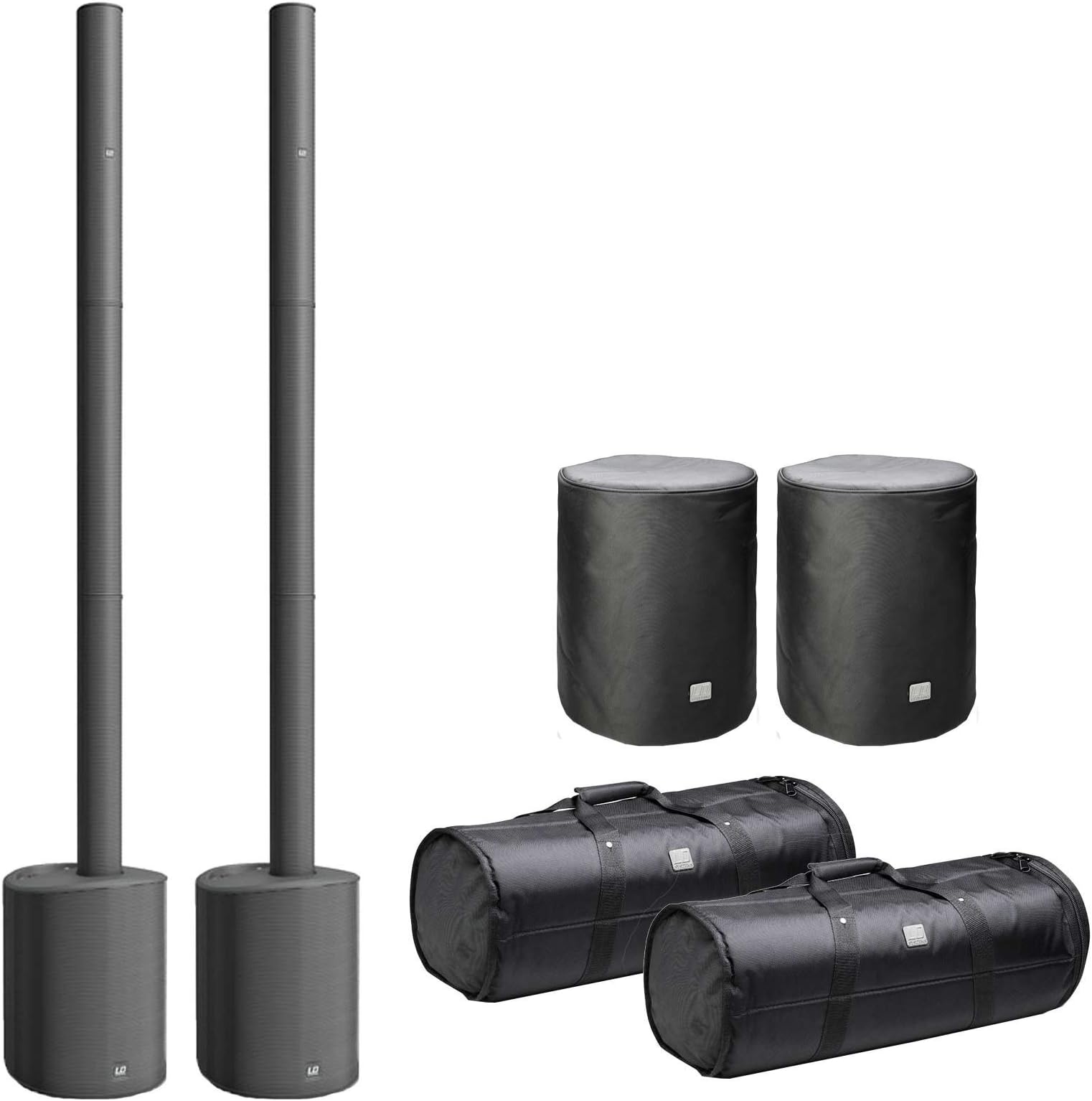 2 x LD Systems Maui 5 Ultra Portable Column PA System with Mixer + Carry Cases