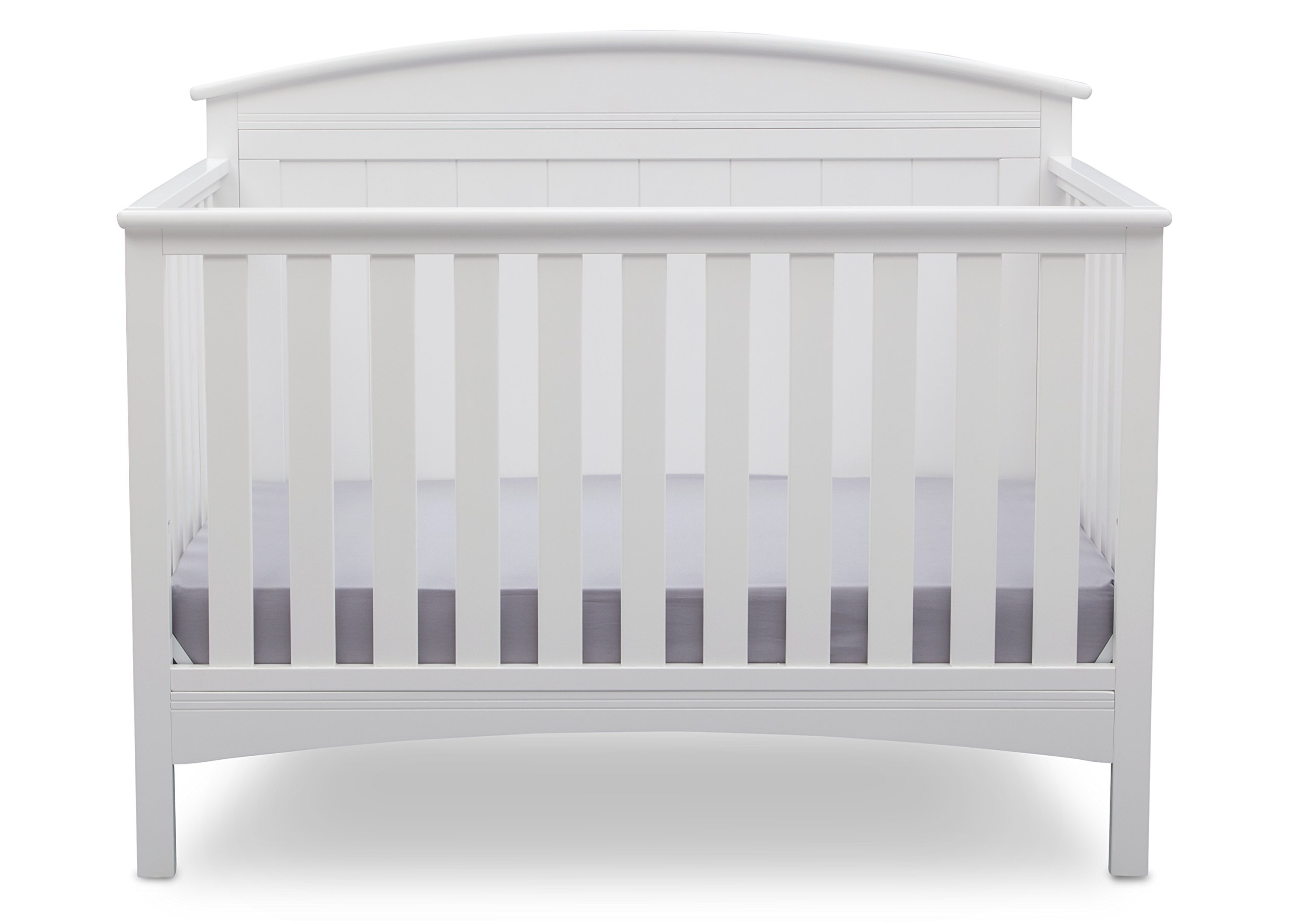 Delta Children Archer Solid Panel 4-in-1 Convertible Baby Crib, Bianca White