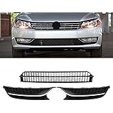 FSHero Riding Lower Grille with Fog Light Cover Fit for Volkswagen Passat 2012-2015 Front Bumper Grill Black