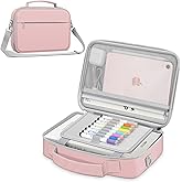 FINPAC Large Bible Cover w/Shoulder Strap, Carrying Book Case Church Bag Bible Protective w/Pen Slots and Zippered Pocket, Gift for Women Lady, Light Pink