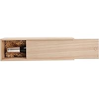 Twine, Single Bottle Wooden Decorative Wine Box with Lid, Great for Wine Accessory Sets, Exposed Wood Grain