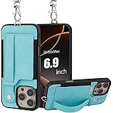 TOOVREN Phone Case for iPhone 16 Pro Max Case with Wallet Strap Lanyard Case fits Phone 16 Pro Max Wallet Case with Card Holder Stand Leather Cover Adjustable for Women & Men 6.9 Inch Green