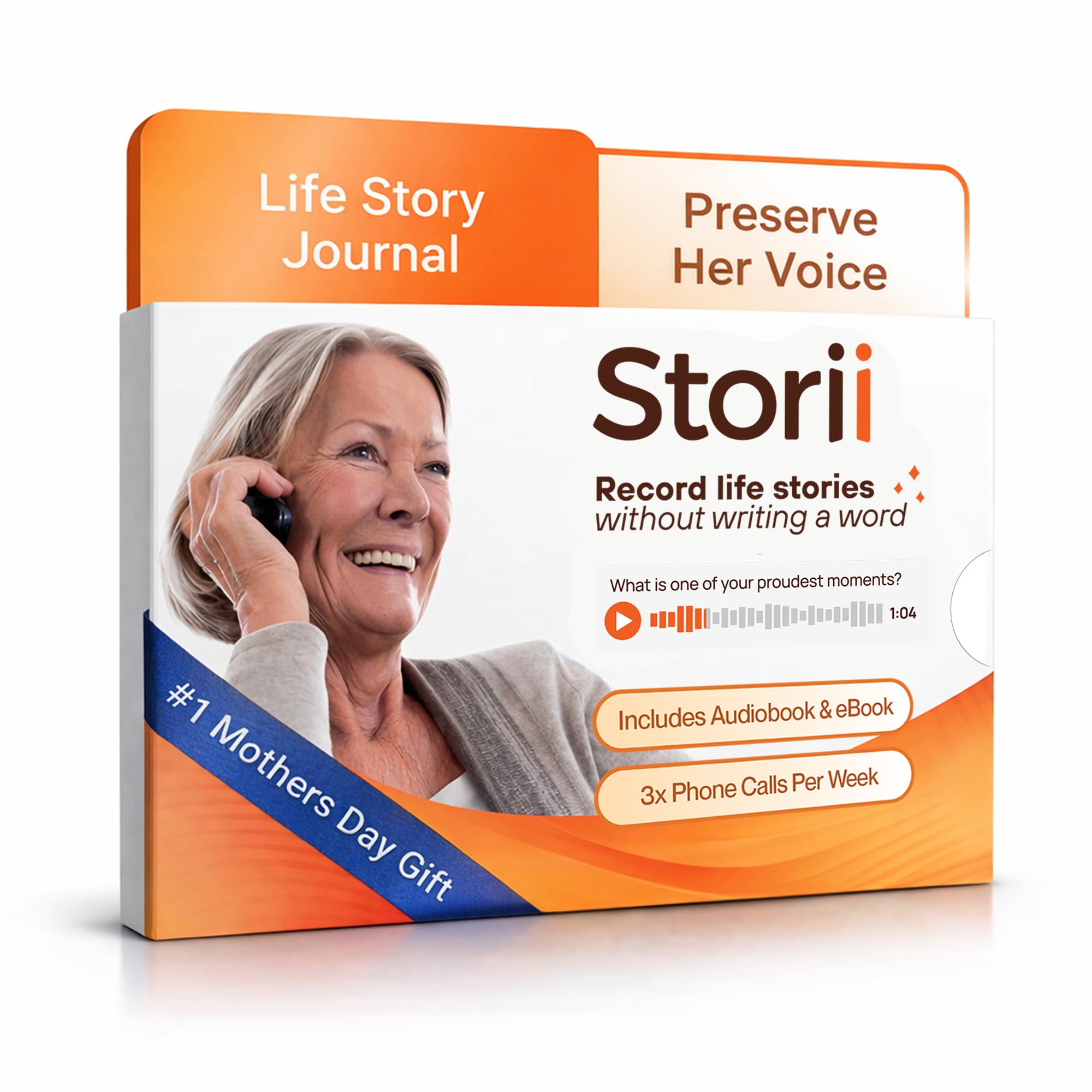 Storii - Record Your Memoir: Gift Box - 12 Months of Life Story Phone Service - Automatic Transcription - Guided Voice Journal and Memory Keepsake