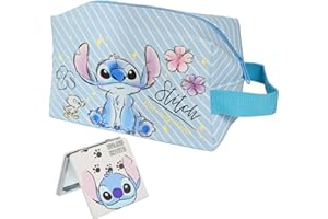 ENENSET Stitch Travel Cosmetic Bag, Large Capacity Cartoon Cosmetic Pouch Makeup Bag with Zipper, PU Travel Toiletry Bag Makeup Accessories Organizer