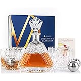 Nou Living 11 Pc Crystal Whiskey Decanter Set with Glasses – Premium Whiskey Decanter and Glass Set of 6 – Liquor Decanter Se