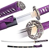 CANGDT Katana Sword, Handmade Samurai Sword 9260 Spring Steel - Plum Blossom Design, Full Tang & Clay Tempered - Ideal for Training, Practice, Collection & Gift Giving