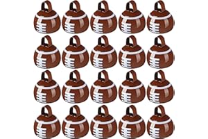 Lukmaa 20 Pack Football Cowbells with Handles 3 Inch Metal Novelty Noisemakers Hand Percussion Cowbells for Sporting Events Team Spirit Sports Party Favors