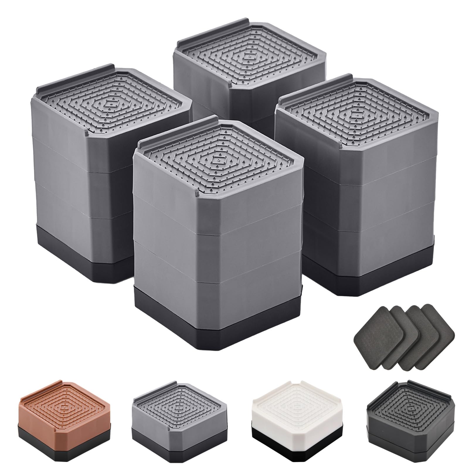 Photo 1 of EclatBain Bed Risers Furniture Risers Heavy-Duty Rectangular Adjustable Block Lift to 3 inches and 4.3 inches Desk, Sofa, Chair Legs, Refrigerator, Washing Machine Support up to 4000 pounds