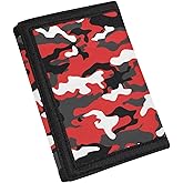 Cozeyat Red Camo Kids Wallets for Boys Teen, Cute Trifold Wallet for 4-6-8-10-12Ages,Toddler/Youth Wallet Zipper Coin Pocket,Novelty Wallet for Childrens Birthday/Christmas Gifts