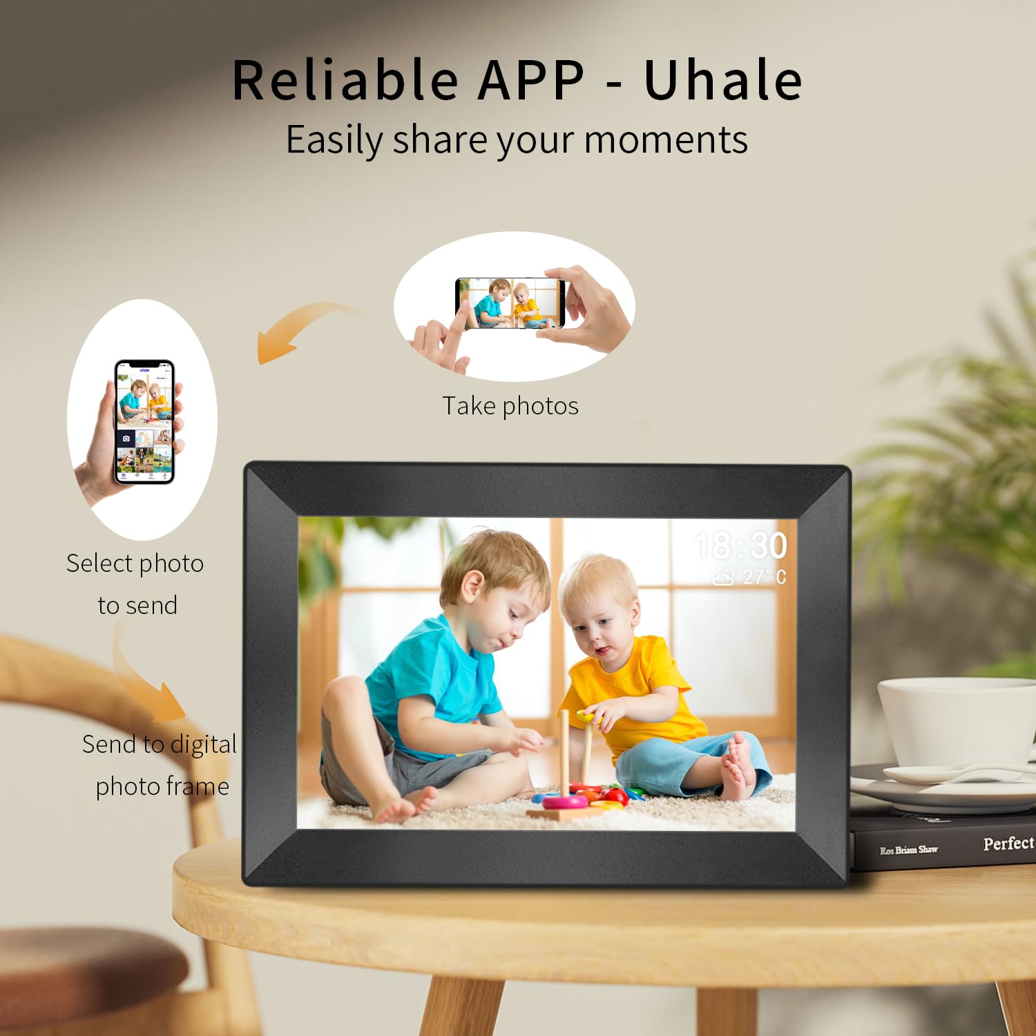 Uhale Digital Picture Frame 10.1 Inch HD Touch Screen Digital Photo Frame WiFi Enabled,16GB Storage,Auto-Rotate,Free Photo and Video Sharing to Family & Friends via The app