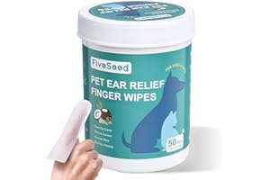 Ear Wipes for Dogs and Cats, Extra-Large Size Relief Finger Wipe Ear Cleaner to Stop Ear Itching and Infections, 50 Disposabl