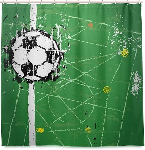 Amazon Miscery シャワーカーテン サッカーサッカーデザインテンプレート無料コピー 防水 バスカーテン 浴室 脱衣所 洗面所 間仕切り プライバシー保護 取付簡単 180ｘ180cm さまざまなパターン シャワーカーテン ホーム キッチン オンライン通販
