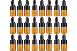 24PCS Refill Empty Mini Amber Glass Essential Oil Dropper Bottle Jars Packing Vials with Black Rubber Cap Cosmetic Perfume Sa