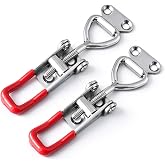 2pcs Toggle Latch Clamp 4001, Adjustable 304 Stainless Steel Pull Hasp Latches, Quick Release Hand Tool Toggle Clamp for Smoker Lid Jig,Case Trunk,Door,220Lbs Holding Capacity