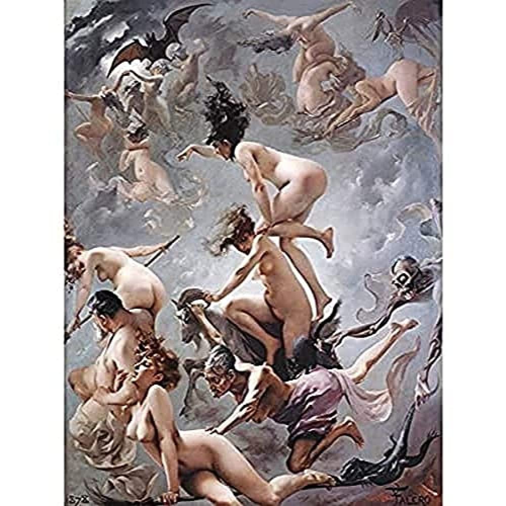 Falero Witches Going To Their Sabbath Painting Art Print Canvas Premium Wall Decor Poster Mural