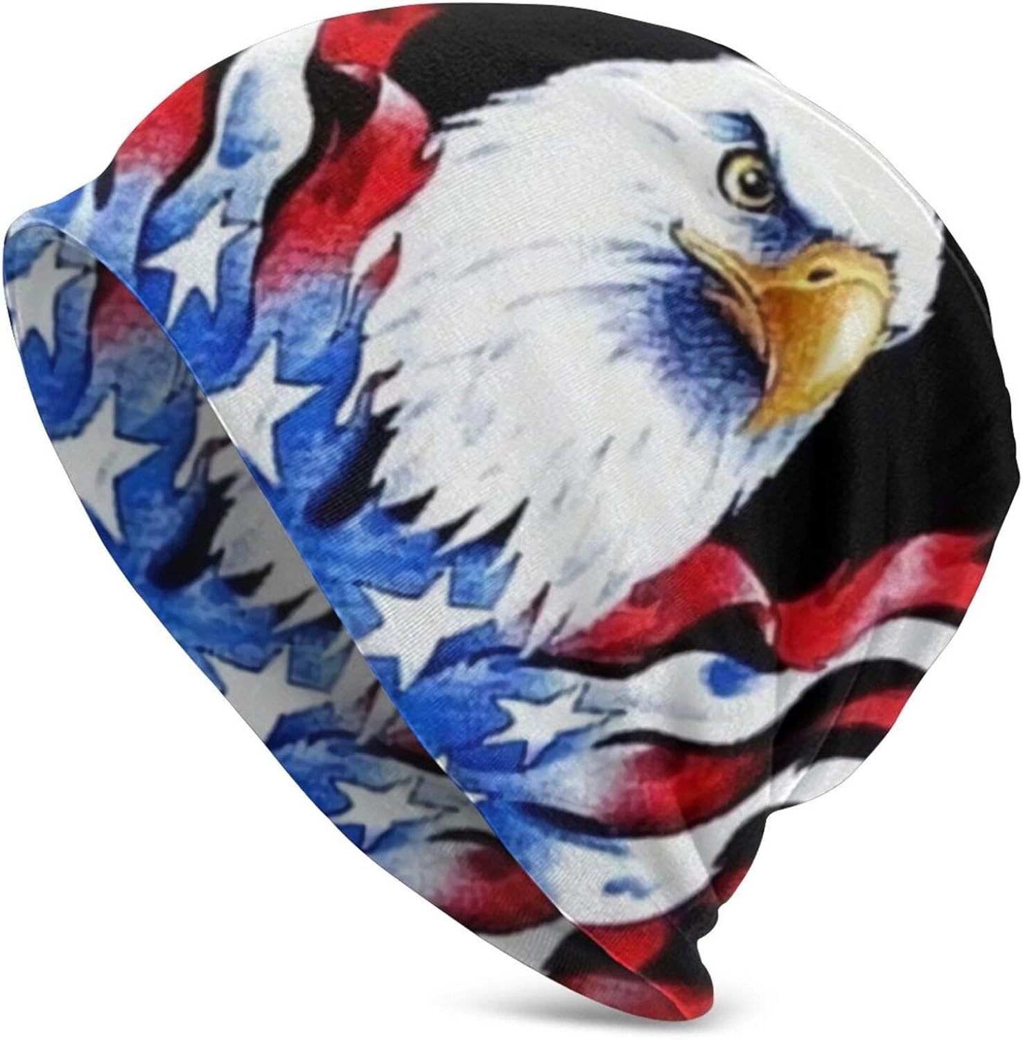 Skull Cap American Flag and Bald Eagle Patriotic Black Balaclava,Half