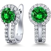 Gem Stone King 5MM Round French Clip Clasp Hook Earring For Women | 925 Sterling Silver | Gemstone Birthstone and White Created Sapphire Earrings | Fine Jewelry Gifts for Her Mom Women Wife