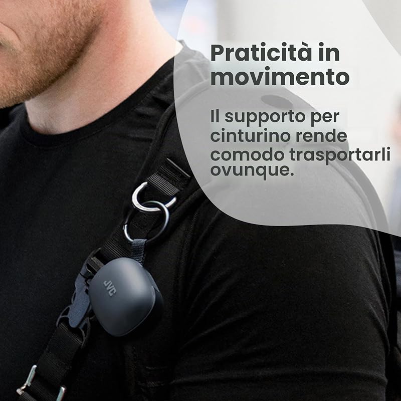HA-A23T-B - Auricolari True Wireless Gumy Premium con Cancellazione del Rumore, Bluetooth 5.4, Modalità Suono Ambientale, 26 ore di autonomia e Custodia di Ricarica Traslucida, USB-C, Nero