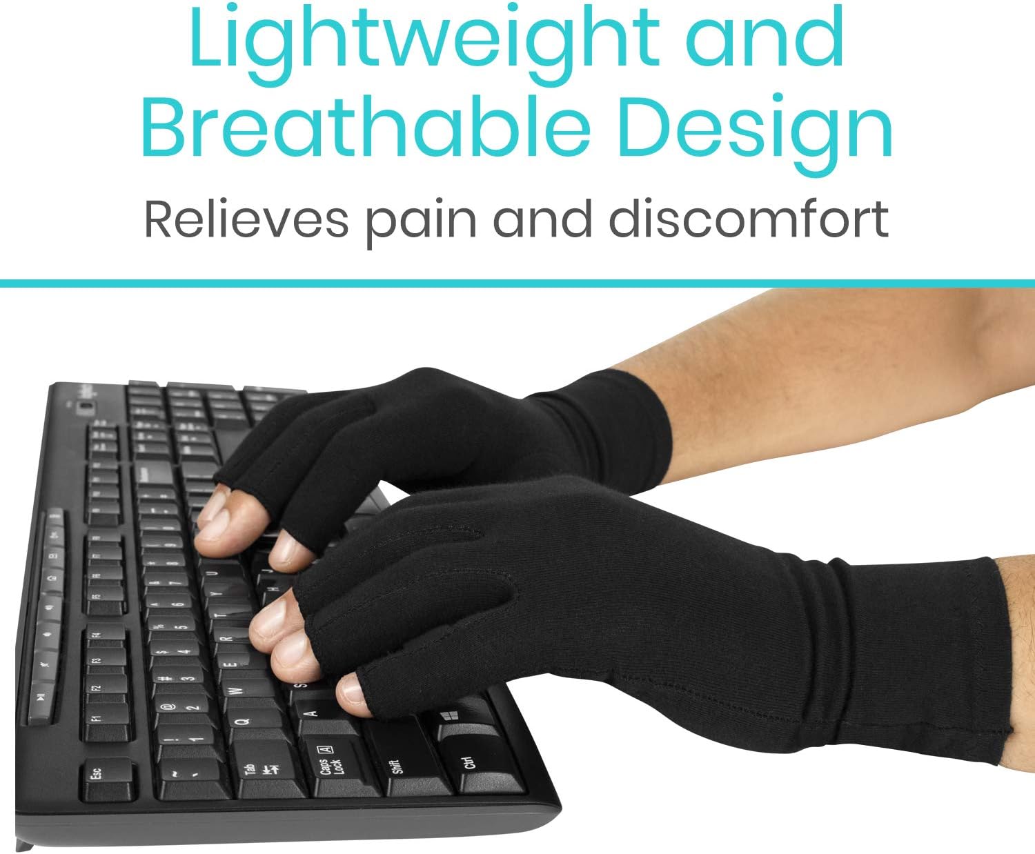 Vive Rheumatoid Arthritis Gloves - Men and Women Fingerless Compression Wrap for Hand Pain and Osteoarthritis - Black Hand Wrap for Arthritic Joint Symptom Relief - Open Finger Fit: Industrial & Scientific