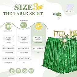 Green Sequin Table Skirts for rectangle tables 6ft