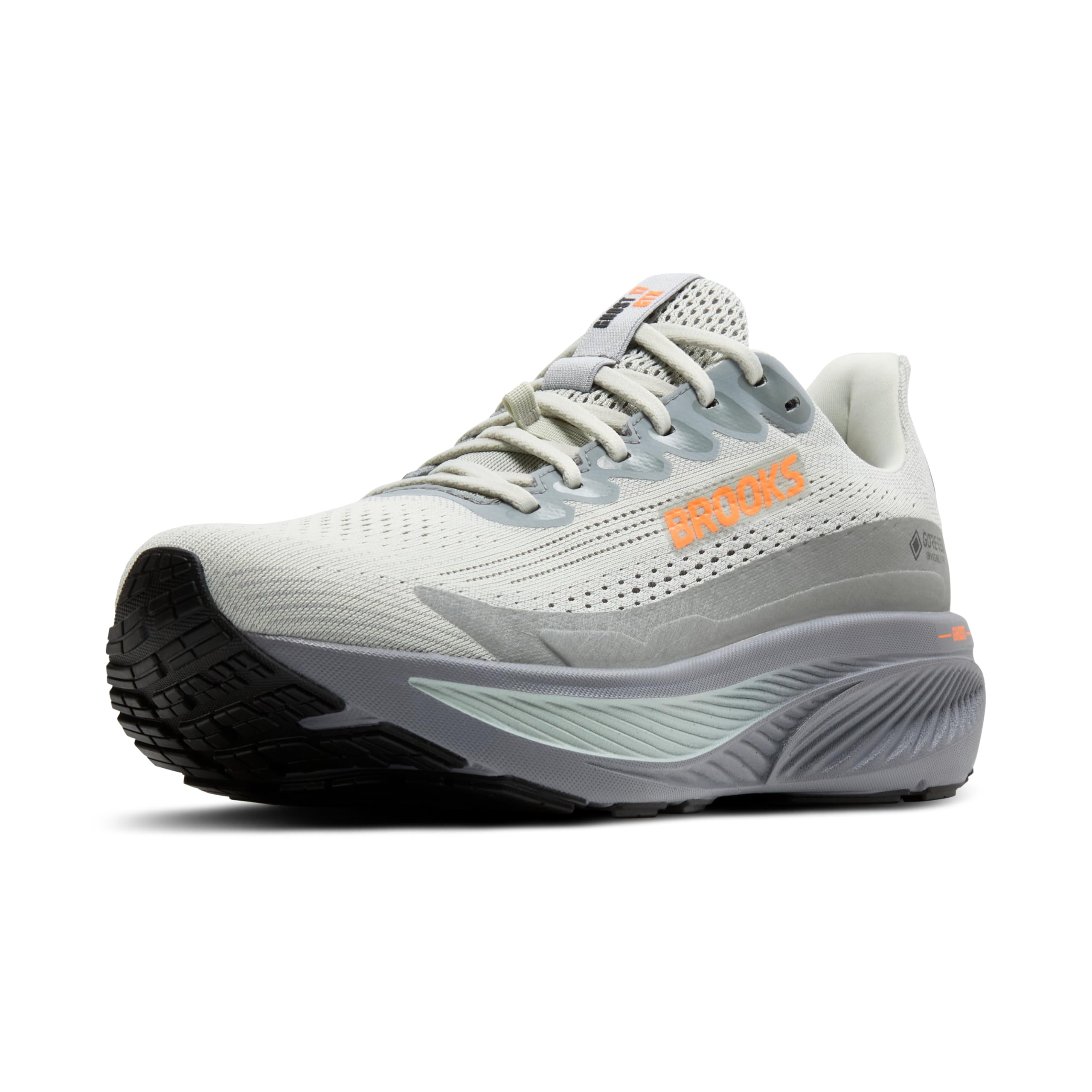 Brooks Men’s Ghost 17 GTX Waterproof Supportive Running & Walking Shoe - Smoke/Primer Grey/Orange - 9.5 Medium Image