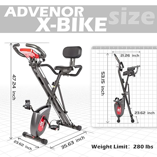 ADVENOR Exercise Bike Magnetic Bike Fitness Bike Cycle Folding